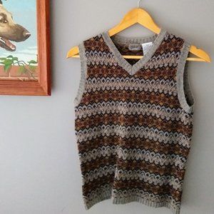 Fair Isle Lambswool Sweater Vest, Size Small